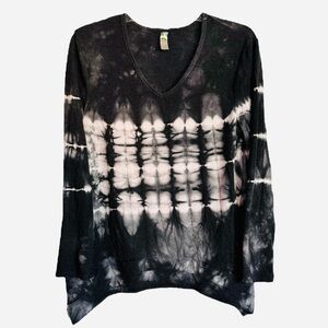 Green Tea Size XL Gray/White Long Sleeve Tie Dye Tunic